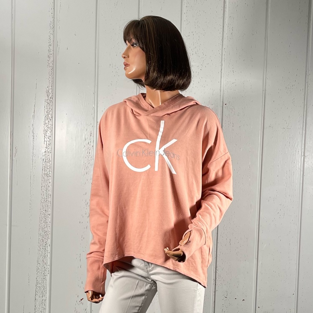 Calvin Klein Jeans Women's Logo Hoodie Pullover Sz L